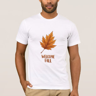 Welcome Fall - Artistic Autumn Leaf Illustration T-Shirt