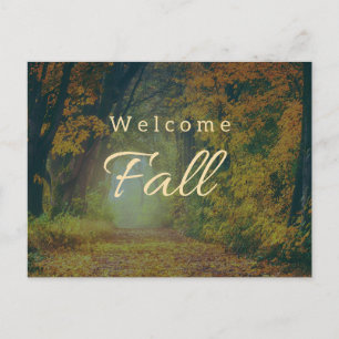 Welcome Fall Autumn Trees in the Park Postcard