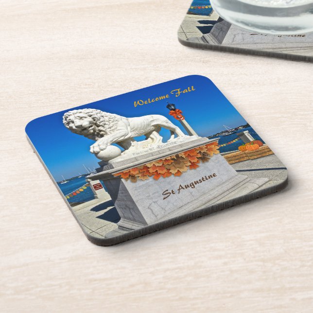 Welcome Fall Coastal St Augustine Florida Coaster (Left Side)