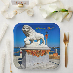 Welcome Fall Coastal St Augustine Florida Paper Plate