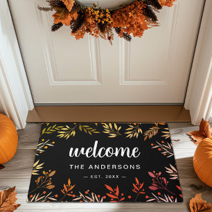 Welcome Fall Foliage Family Name  Doormat