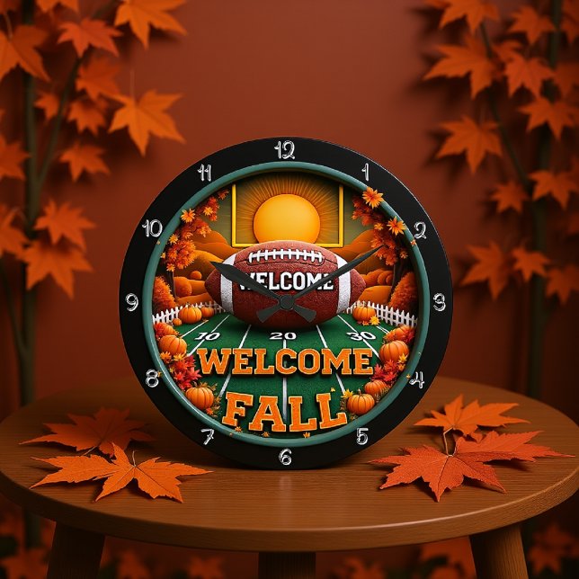 Welcome Fall Football Large Clock (Creator Uploaded)