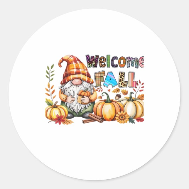 Welcome Fall Gnomes Classic T-Shirt.png Classic Round Sticker (Front)