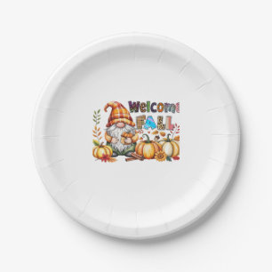 Welcome Fall Gnomes Classic T-Shirt.png Paper Plate