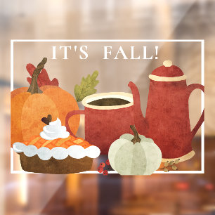 Welcome Fall, Pumpkin Coffee and Pie Window Cling