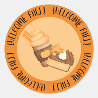 Welcome Fall Pumpkin pie Classic Round Sticker
