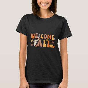 Welcome Fall Retro Hello Autumn Season Leaves Wome T-Shirt