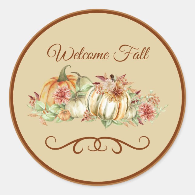 Welcome Fall Round Sticker (Front)