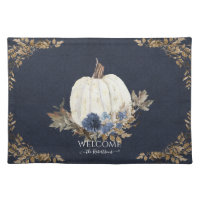 Welcome Family Fall Foliage Blue Floral Pumpkin