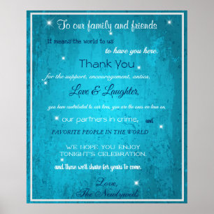 Welcome Family & Friends Blue Watercolor Poster