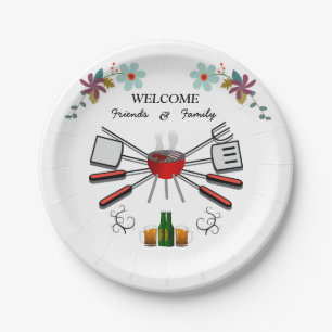 Welcome Family & Friends Get Together Cookout Paper Plate