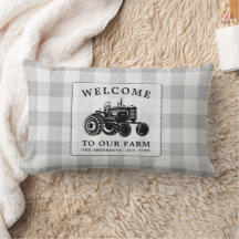 Welcome Family Name Farm Tractor White Plaid
