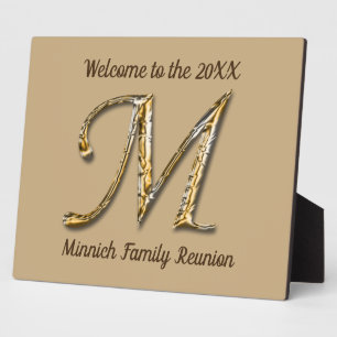 Welcome Family Reunion Gold Letter M Monogram Plaque