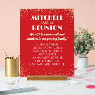 Welcome! Family Reunion New Members Acrylic Sign