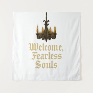 Welcome, Fearless Souls Halloween Gothic Candle Tapestry