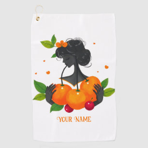Welcome-Feminine Fruit Art Print – Citrus Girl Golf Towel