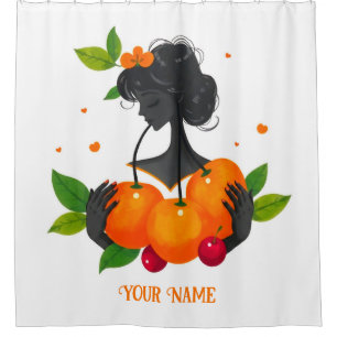 Welcome-Feminine Fruit Art Print – Citrus Girl Shower Curtain