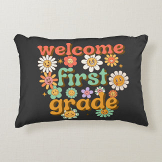 WELCOME FIRST GRADE  FIRST DAY OF SCHOOL BACK DECORATIVE CUSHION