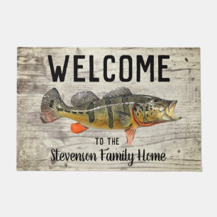 Welcome Fishing Peacock Bass Family Name Home Doormat