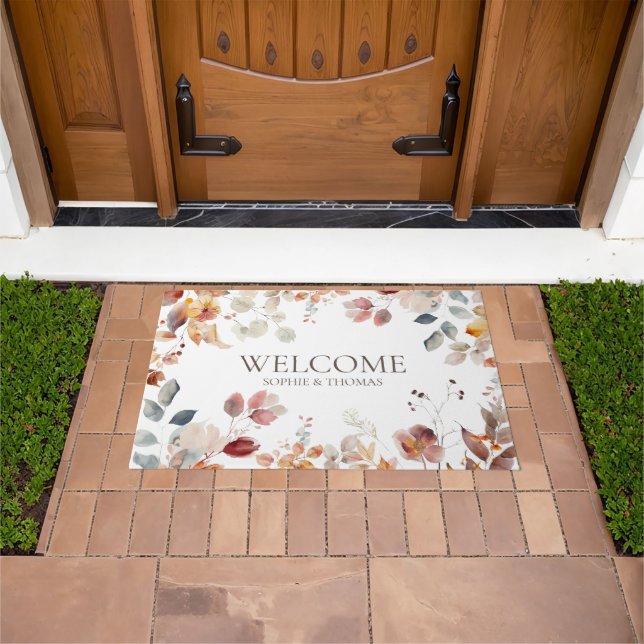 Welcome Floral Personalised Doormat (Outdoor)