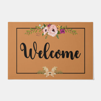 Welcome Flowers Doormat, Flower Home Decor Doormat
