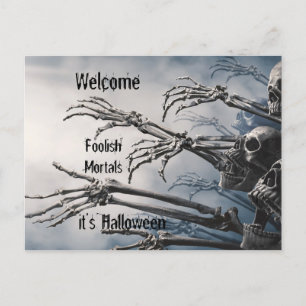 Welcome Foolish Mortals Zombie Skeleton Scary   Postcard