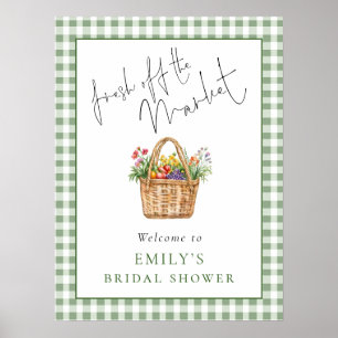 Welcome Fresh off the Market Gingham Bridal Shower Poster