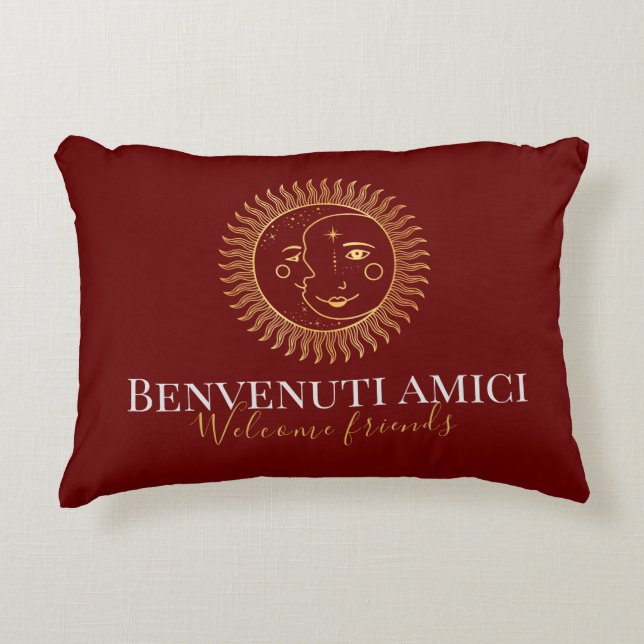 Welcome Friends English / Italian    Decorative Cushion (Front)