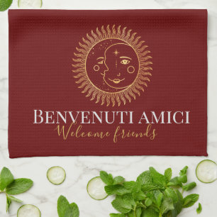Welcome Friends English / Italian Tea Towel