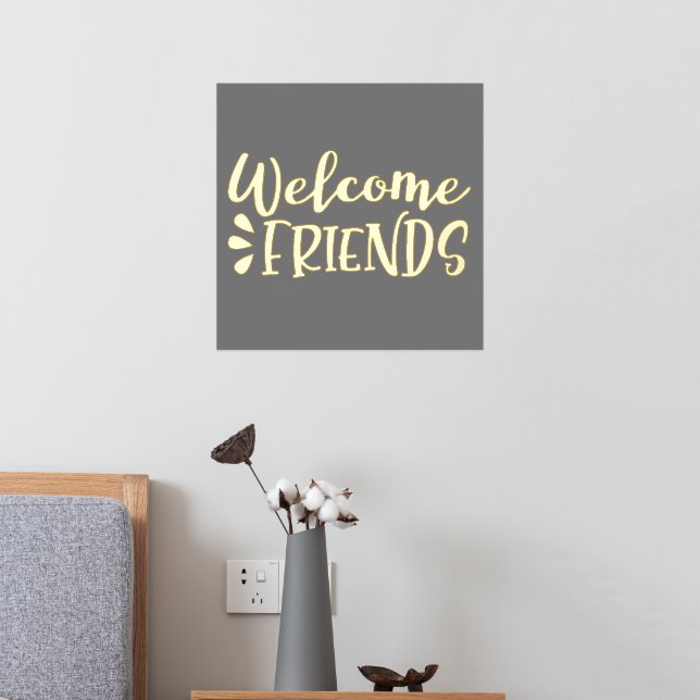 Welcome Friends Gold Foil Prints (In Situ (Bedroom 2))
