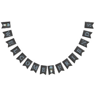 Welcome Friends on Chalkboard Look Bunting
