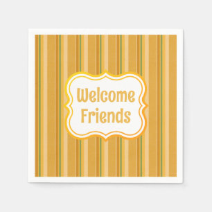 Welcome Friends Yellow Orange Green Paper  Napkin