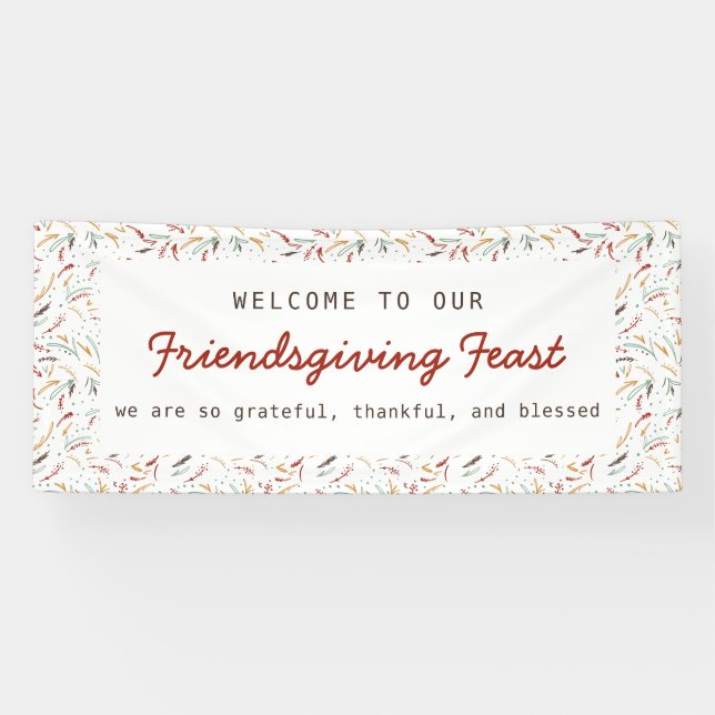 Welcome Friendsgiving Dinner Thankful Grateful Banner (Horizontal)