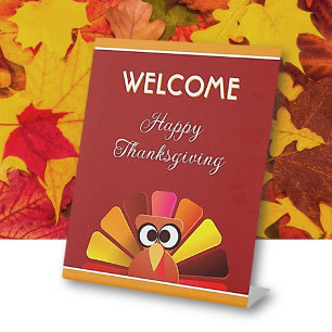 Welcome! Fun Thanksgiving  Pedestal Sign