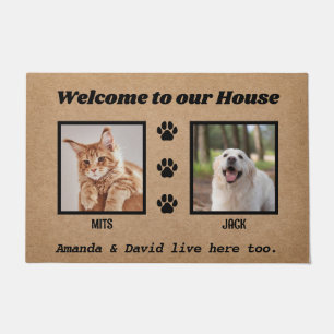 Welcome Funny Dogs House Custom 2 Pet Photo Doormat