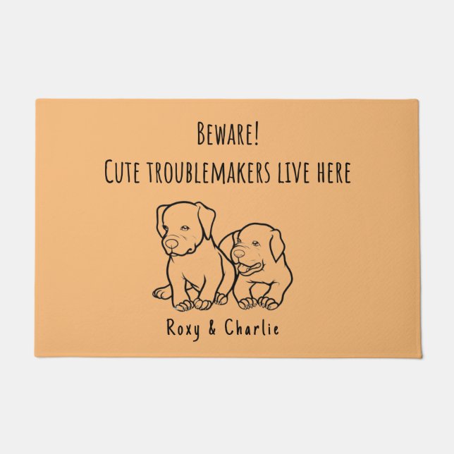 Welcome Funny Pet Doormat Custom 2 Dog names (Front)