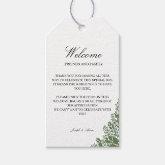 Welcome Gift Bag Tag in Classic Greenery
