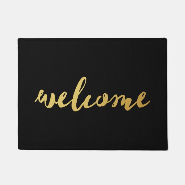 Welcome Gold & Black Doormat (Front)