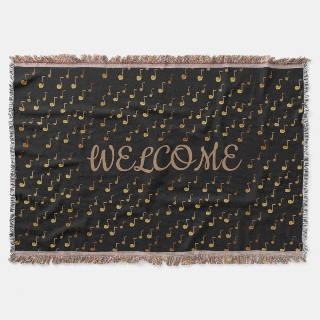 Welcome, Golden Notes Throw Blanket (Front)