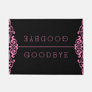 Welcome Goodbye Pink Vintage Swirly Frame Doormat