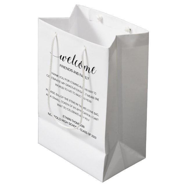 Welcome Graduation Out Of Town Guest Gift Bag (Front Angled)
