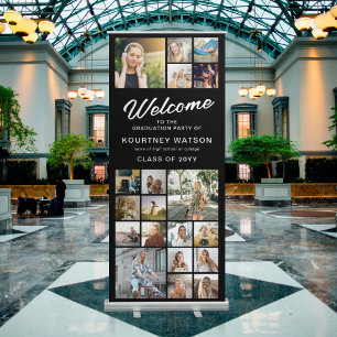 Welcome Graduation Party 19 Photo Collage Retractable Banner