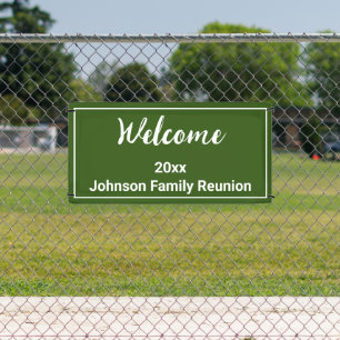 Welcome Green and White Name Family Reunion Banner