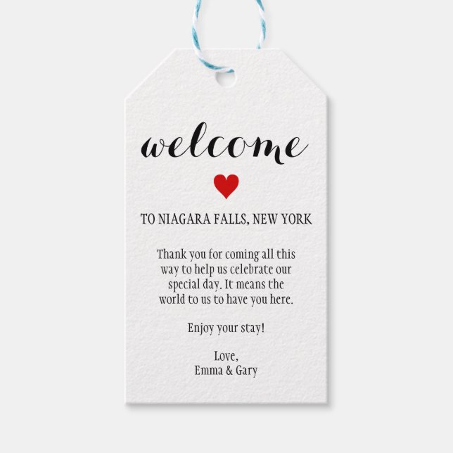 WELCOME GUESTS DESTINATION WEDDING GIFT Tag (Front)