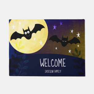 Welcome Halloween Bats Custom Doormat