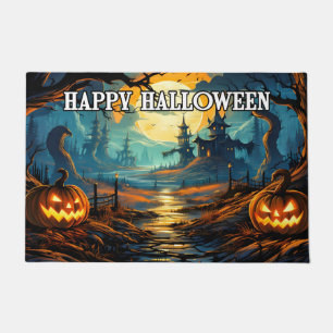 Welcome Halloween Spooky Pumpkins Doormat