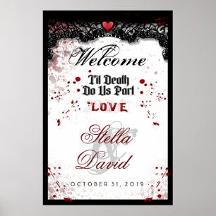 Welcome Halloween Wedding Poster Blood Splatter
