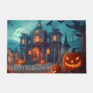 Welcome   Happy Halloween Spooky Pumpkins Doormat
