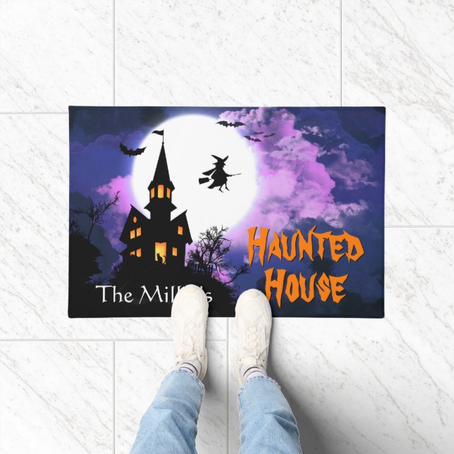 Welcome Happy Halloween with Scary Haunted House Doormat (Indoor)