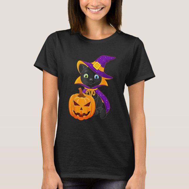 Welcome Happy Hat Cat Halloween 2023 Devil Face Pu T-Shirt (Front)